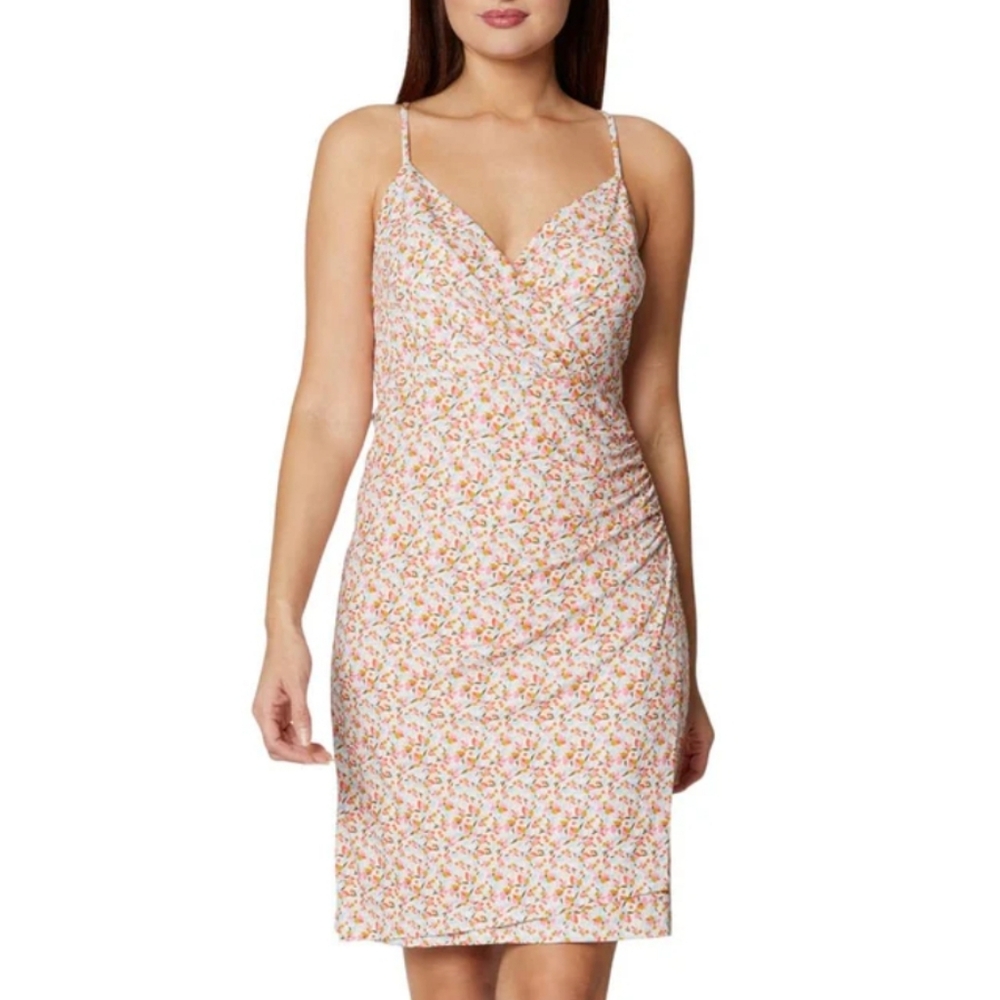 BCBGeneration Women‎ SZ 14 NWT ditsy floral faux wrap ruched dress vacation